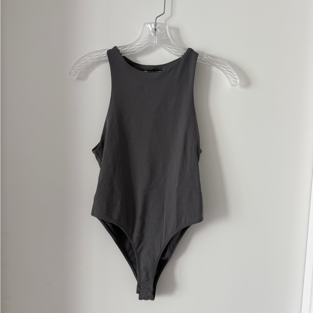 Gray Sleeveless Bodysuit